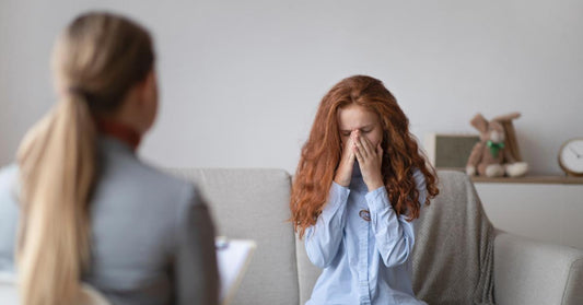 A ginger weeps as she explains to her therapist that her family has disowned her because she started an e-commerce store and made noob inventory mistakes.